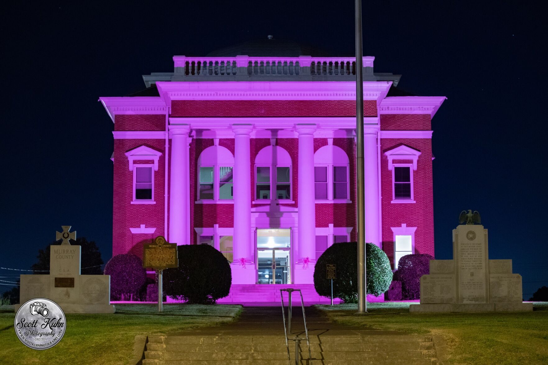 Murray County lights up historic courthouse for Breast Cancer Awareness Month